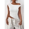 thumbnail image 3 of Remera Mujer PRETTYGARDEN Top Corto Fruncido de Un Hombro Blanco Talle S, 3 of 8