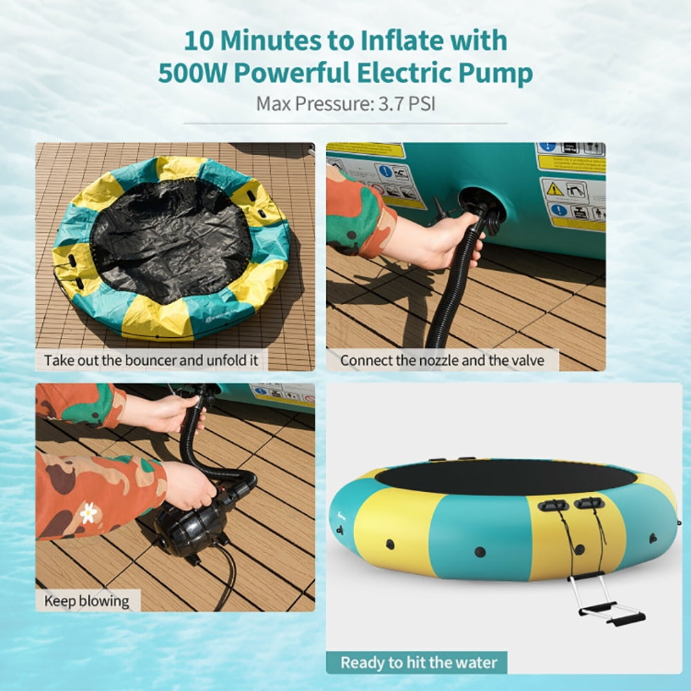 Aimee Lii 15 Feet Inflatable Splash Padded Water Bouncer Trampoline, Outdoor Trampoline for Kids, Yellow Aimee Lii 15 Feet Inflatable Splash Padded Water Bouncer Trampoline, Outdoor Trampoline for Kids, Yellow
