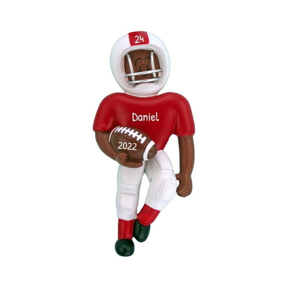 Personalized Sports Ornament 2024 African American Male Football Player 1 Count - Ornaments by Elves