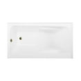 thumbnail image 3 of Aqua Eden CVTAP543023L7 54" Acrylic Rectangular 3-Wall Alcove Tub with Armrests, Left Hand Drain, Glossy White/Brushed Brass, 3 of 4