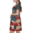 thumbnail image 2 of Disketp Vintage American Flag Elephant para Vestido de Manga Corta para Mujeres, Vestidos de Verano para Mujeres, Casual y Holgado para la Playa, 2 of 6