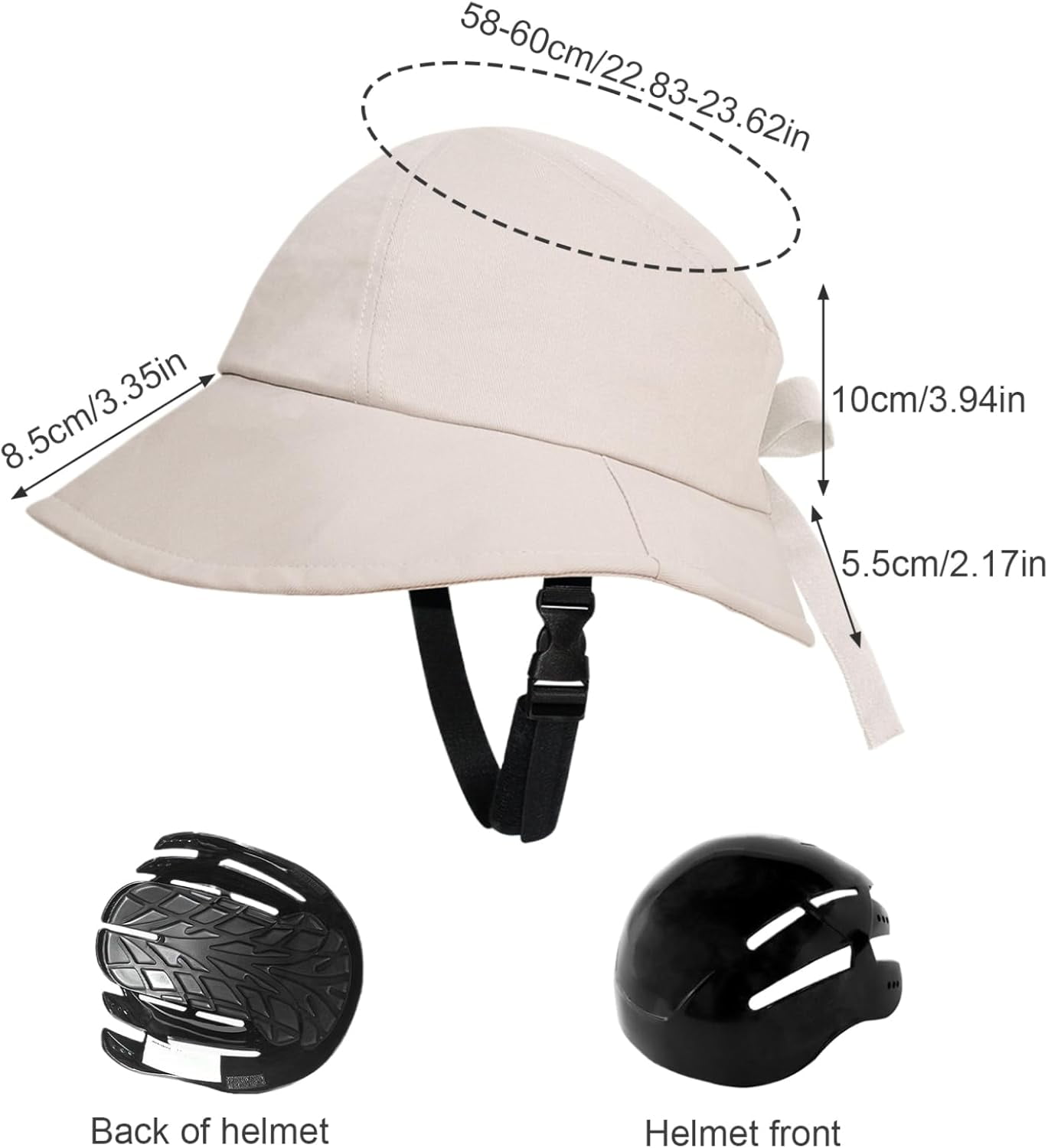 Bicycle Helmet with Wide Brim UV Sun Hat Adjustable Strap for Women Unisex Cycling Riding Safety