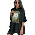thumbnail image 3 of Plus Size Shirt for Women Black Tops for Women Short Sleeves Shirt for Women Cat T Shirt Crewneck Shirt for Women XL, 3 of 5