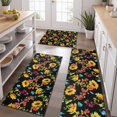 thumbnail image 2 of Black Colorful Flower Sunflower Pattern Kitchen Rugs Sets Of 3,Kitchen Runner Rugs Non Skid Washable,Decorative Kitchen Floor Mats for Kitchen,Sink,Laundry,17"x30"+ 17"x47" + 17"x59", 2 of 6