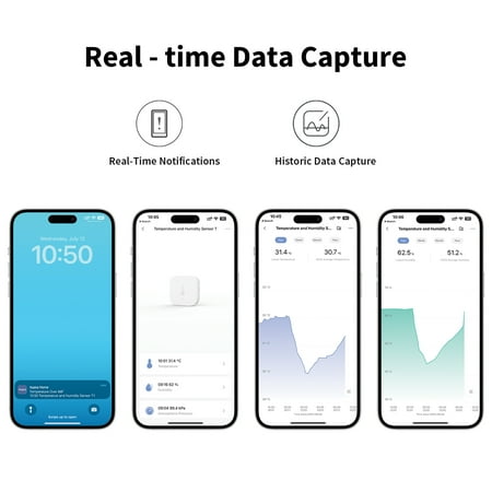 T1 Temperature and Humidity Sensor- Requires Aqara Hub, Supports Apple HomeKit, Alexa, Google, SmartThings - White