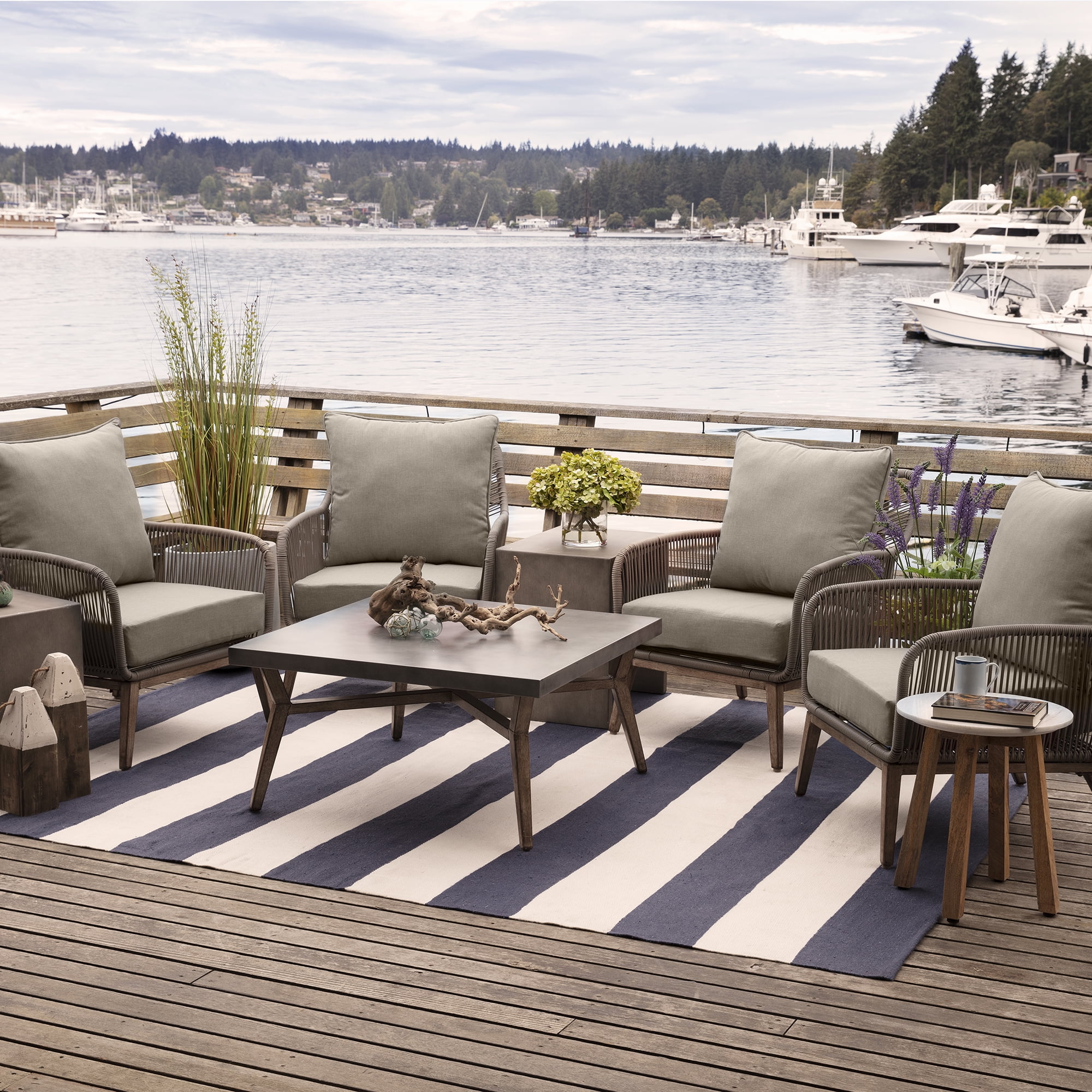 ARDEN Oceantex Outdoor Deep Seating Cushion Set 24 x 24, Natural Tan