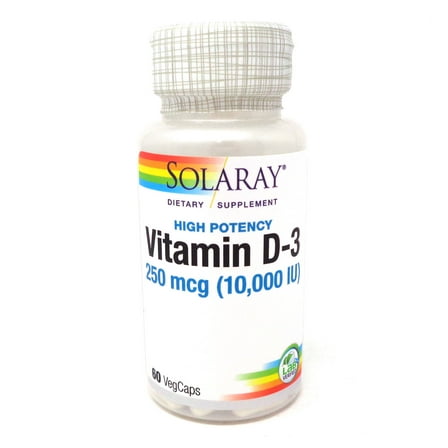 Solaray Super Strength D3 Veg Cap  10000IU 60ct