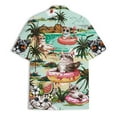 thumbnail image 4 of Funny Summer Beach Cat Hawaiian Shirt For Men Vacation Flamingo Donut Mens Hawaiian Shirts Short Sleeve Button Down Shirt Men, 4 of 7