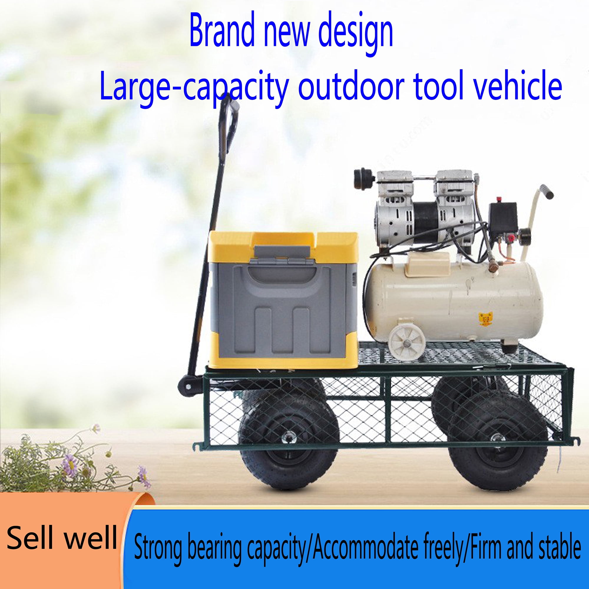 Aimee Lii Green Mesh Steel Garden Cart, Folding Utility Wagon with Removable Sides and Tires, Foldable Wagon Cart with Wheels Aimee Lii Green Mesh Steel Garden Cart, Folding Utility Wagon with Removable Sides and Tires, Foldable Wagon Cart with Wheels