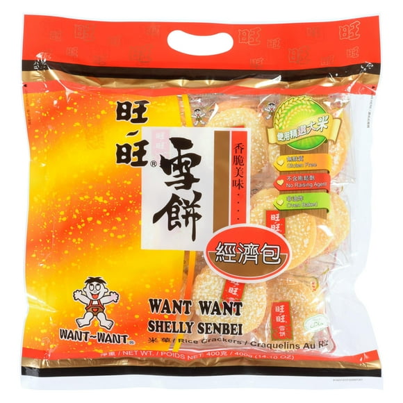 WANT WANT SHELLY SENBEI RICE CRACKERS FAMILY PACK 400G, WW RICE CRACKER SHELLY SENBEI