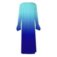 thumbnail image 5 of IROINNID Maxi Dress for Women Round Neck Long Sleeve Buttoned Folding Printed Dresses ,Blue, 5 of 5