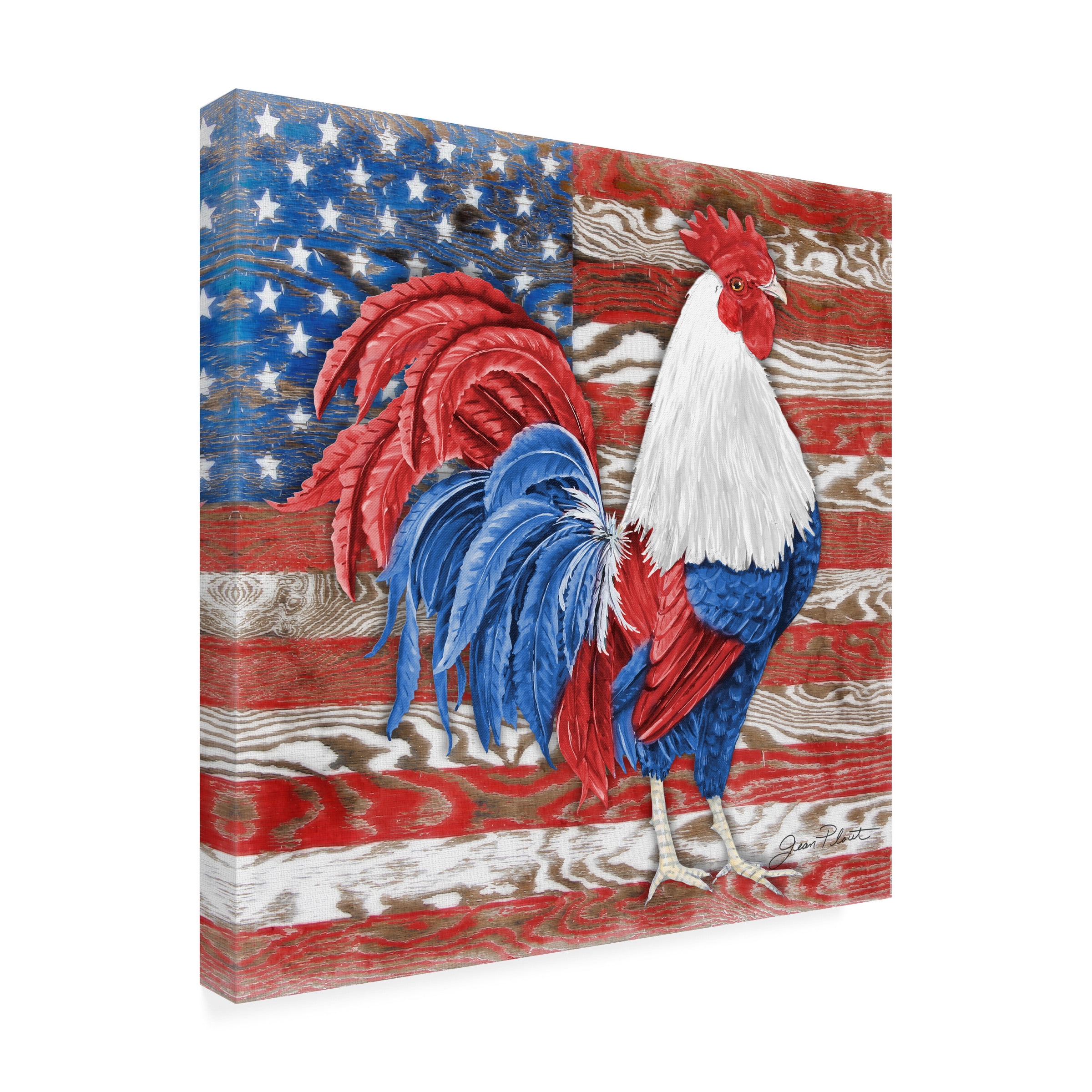 Jean Plout 'American Rooster B' Outdoor Canvas 18x18