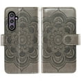 thumbnail image 5 of Compatible with Samsung Galaxy S23 FE 5G Wallet Phone Case and Tempered Glass Screen Protector Flower Faux Leather Flip Credit Card Holder Stand Zipper Cell Cover for S 23 EF S23FE 23S Women Grey, 5 of 9