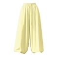 thumbnail image 4 of Casual Palazzo Pants, Women's Linen Wide Leg Split Skirt with Elastic Waist Drawstring, Soft Ice Silk Fabric Summer Loose Fit Comfortable Trousers for Beach Vacation 2025, 4 of 4