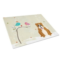 Caroline's Treasures Christmas Presents between Friends English Bulldog Red White Glass Cutting Board Large