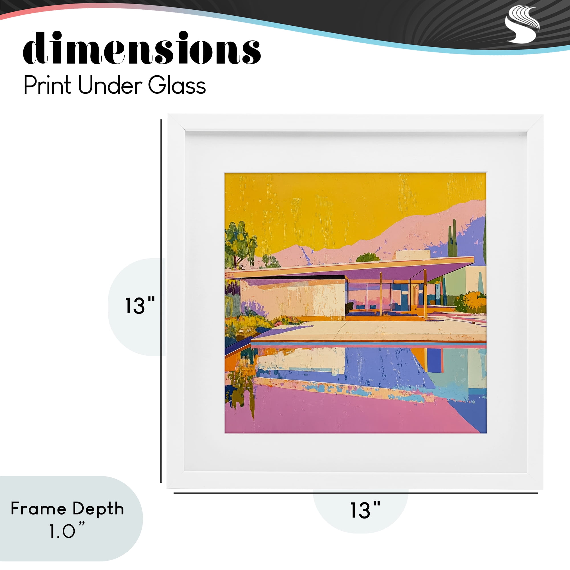 Stupell Industries Vivid Case Study House White Framed Print Under Glass, design by Walker Noble