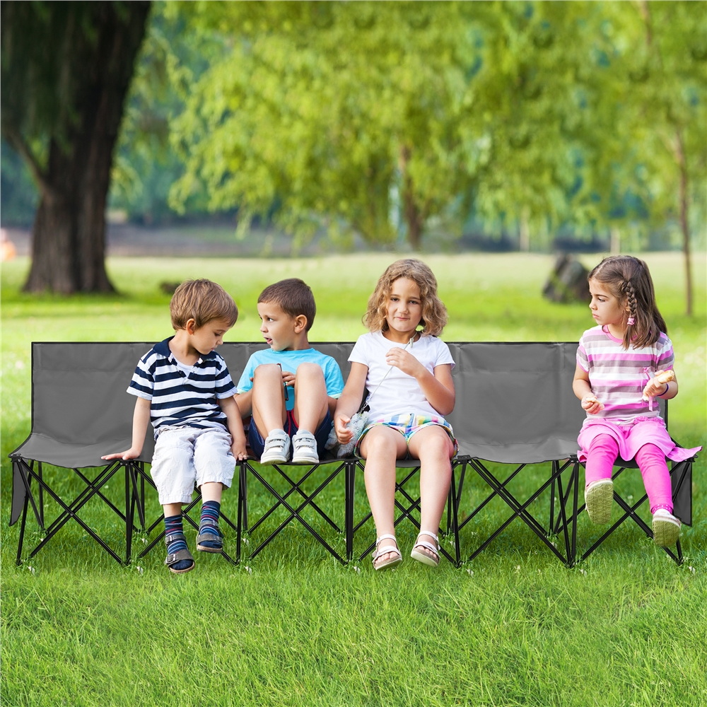 Renwick 6 Seats Portable Folding Bench for Sports Camping, Gray