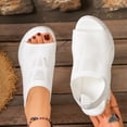 thumbnail image 2 of HomeDM Womens Wedge Platform Sandals Open Toe Ankle Strap Casual Slip-On Summer Beach Sandals, White Size 6.5, 2 of 9