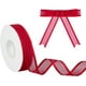 thumbnail image 1 of Cinta roja de 20 yardas con borde de alambre, cinta transparente de 1 pulgada con borde de satén para envolver regalos, bodas, cumpleaños, fiestas, manualidades y arreglos florales., 1 of 9
