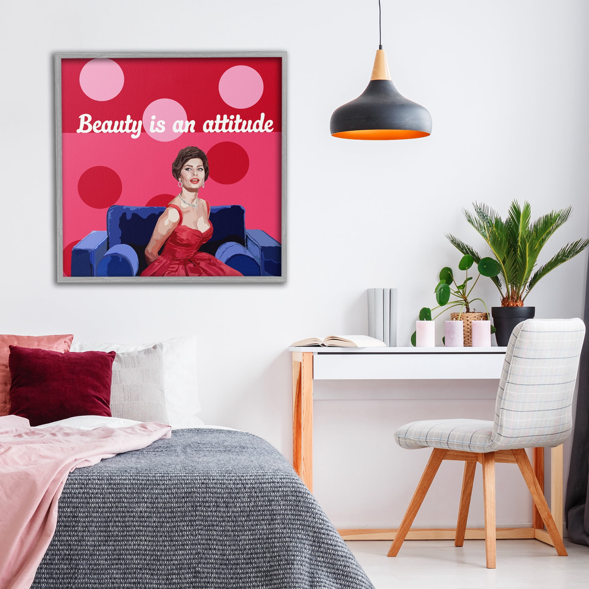 Stupell Industries Beauty Is An Attitude Gray Framed Giclee Art, design by Lynnda Rakos