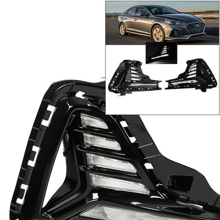 - DRL Fog Lights For 2018-2019+ Hyundai Sonata SE Eco SEL Limited Driver Passenger
