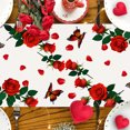 thumbnail image 1 of Puntoco Bandera de mesa con rosas para el día de San Valentín, decoración para fiestas, cocinas y salas de estar, 1 of 5