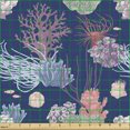thumbnail image 2 of Ambesonne Nautical Fabric by the Yard Upholstery, Colorful Marine Plants, 5 Yards, Multicolor, 2 of 5