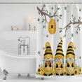 thumbnail image 2 of Yellow Bees Gnomes Shower Curtain, Waterproof Shower Curtains for Bathroom, Spring Floral Branches Modern Art Washable Fabric Bathtub Curtain Set Bath Decor with 12 Hooks Standard 72"x72", 2 of 6