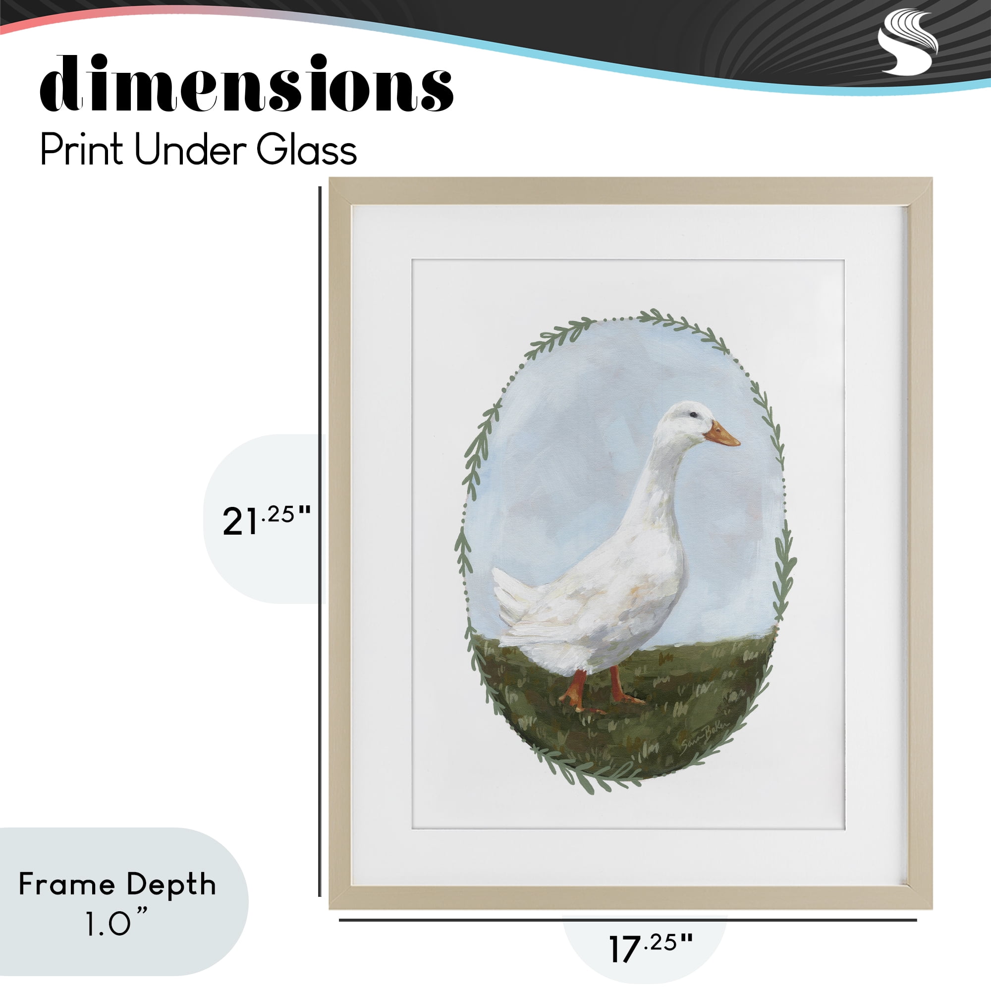 Stupell Industries Gentle Duck in Meadow Birch Framed Print Under Glass, design by Sara Baker