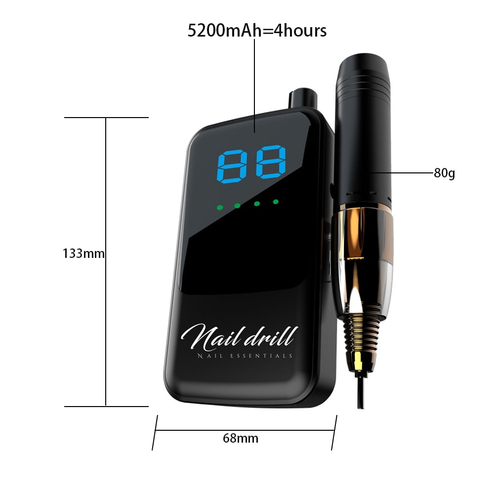 35000 RPM Nail Drill Machine, Rechargable Electric Nail Polisher, Portable LCD Display Nail Sander Professional Manicure Machin ,Low Noise