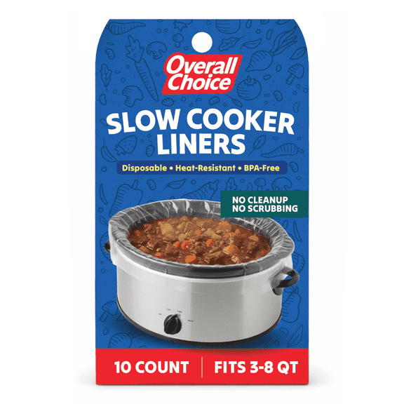 Slow Cooker Liners (10 Count) | Fits 3 to 8 Quart Oval & Round Pots | Heavy Duty BPA Free Disposable Leak Proof Bags for Easy Cleanup