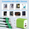 thumbnail image 3 of Type C Charger Block, 2pcs 20W Fast Charging Block USB C Brick with 4pcs 6ft USB C Cable Type C Charging Cords, USB C Wall Charger Type C Charger Station Compatible for iPhone Charger 17 16 15[Green], 3 of 9