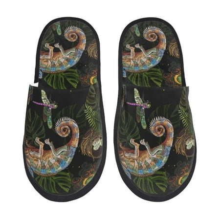 

Slippers for Women Men Surreal Cute Chameleon Dragonfly Warm Womens Mens House Shoes Bedroom Slippers Fuzzy Memory Foam Slippers Winter House Indoor Shoes Aesthetic Dorm Slippers