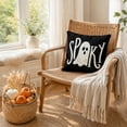 thumbnail image 5 of Halloween Throw Pillow Cover Ghost Bat Print Linen Cushion Case 18x18 Soft Breathable Hidden Zipper for Sofa Chair Holiday Decor by MPOISVA, 5 of 7