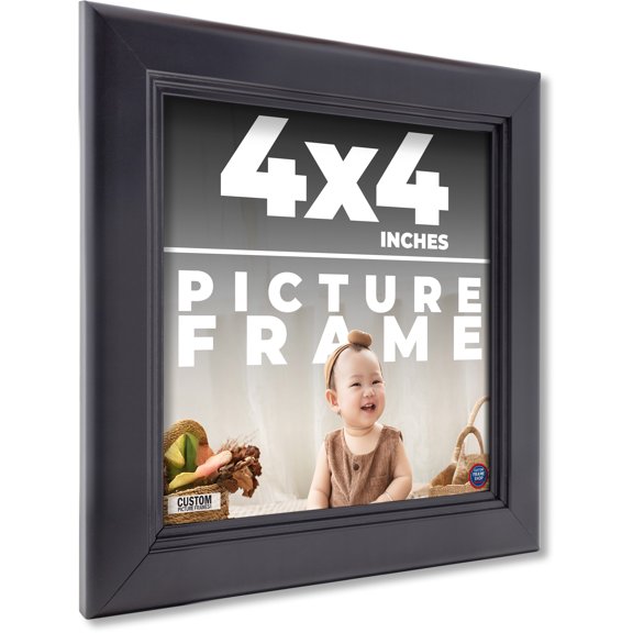4x4 IN Frame Black Passaggi Solid Wood Picture Frame Width 1.5 Inches | Interior Frame Depth 0.5