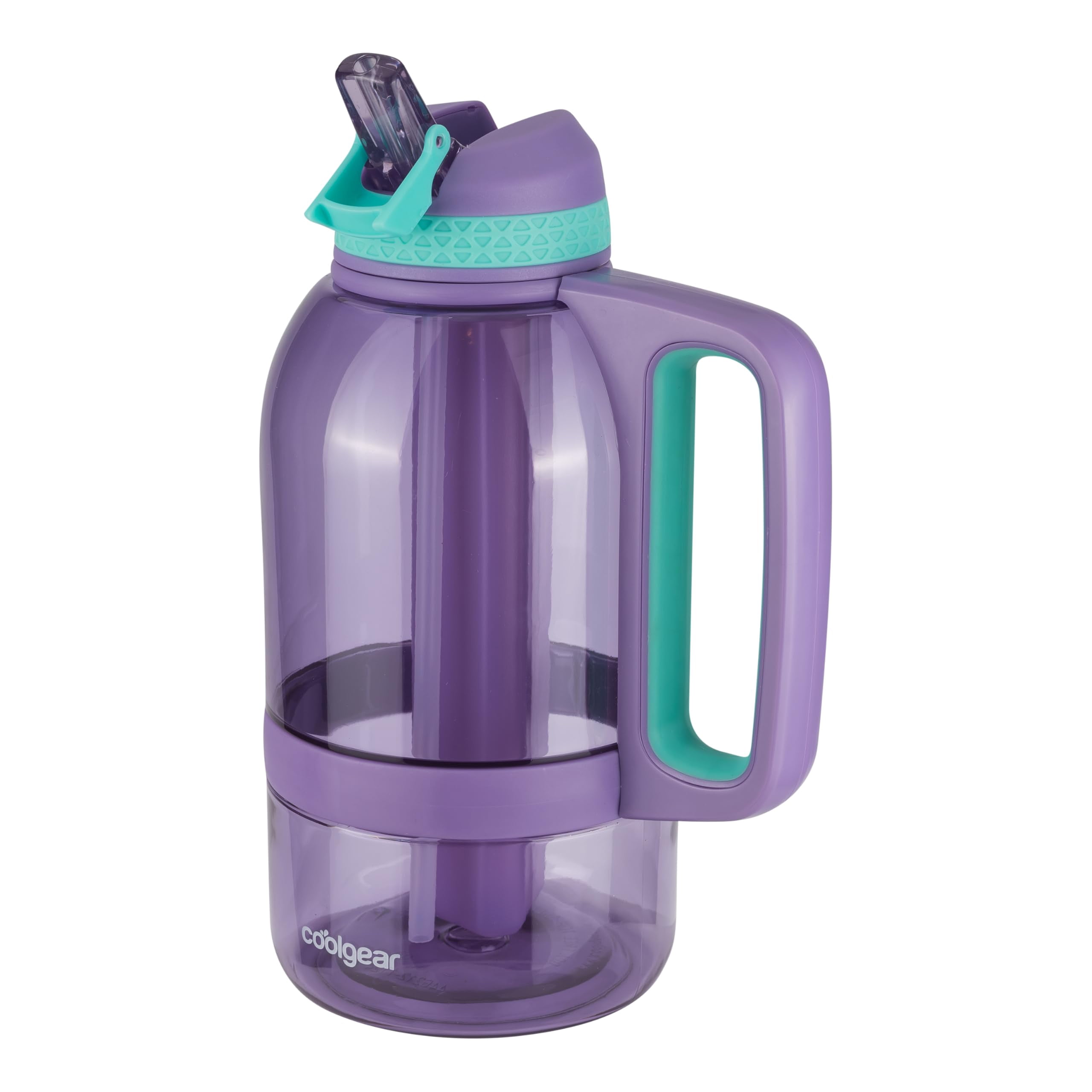 COOL GEAR 2-Pack 64 oz System Sports Water Bottle with Freezer Stick and Handle | Durable, Shatter Resistant Tritan™ Material - Purple/Pink