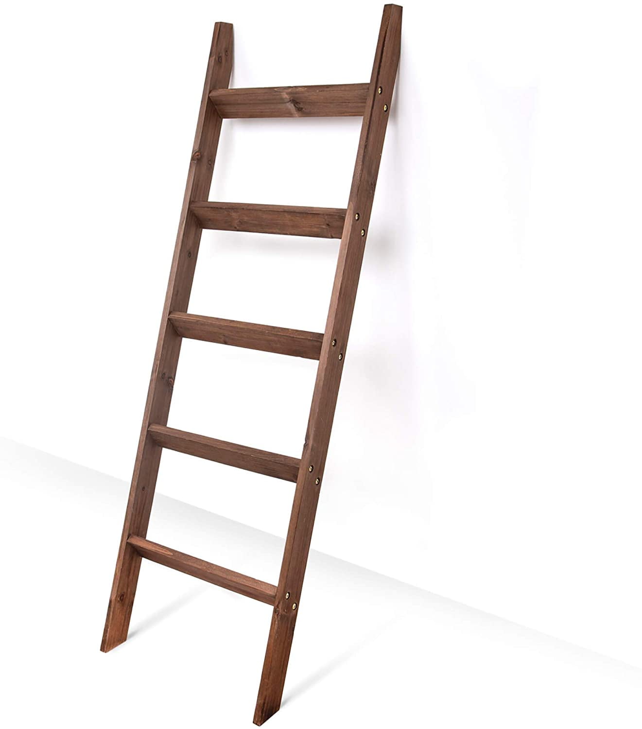 Blanket Ladder 5 Ft Wood Rustic Decorative Quilt Ladder Brown Vintage Wooden Decor