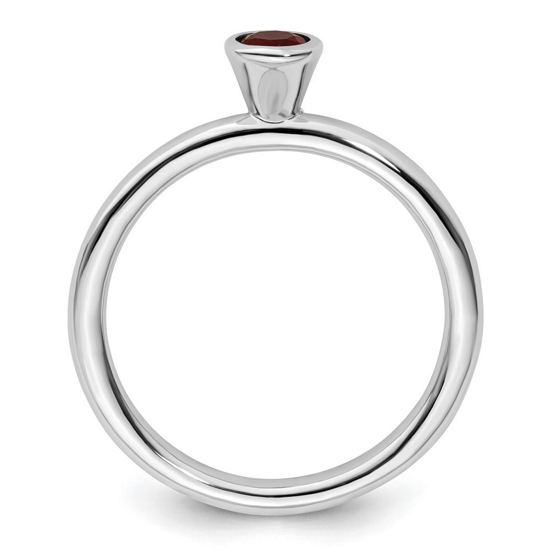 925 Sterling Silver Bezel Polished Stackable High 4mm Round Created Ruby Ring Size 10 Stackable Ring for Women