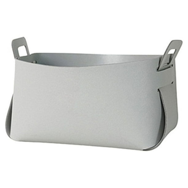 Wosthever Cesta de almacenamiento, organizador plegable de cuero con asa, soporte decorativo, caja contenedora, decoración organizadora Almacenamiento y organización del hogar Gris L