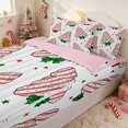 thumbnail image 2 of Manfei Christmas Tree Zipper Twin Comforter Sets with Fitted Sheet and 2 Pillowcases Holiday Zipper Bedding Set, Pink White, Pink Reversible, 2 of 7