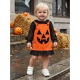 thumbnail image 4 of RUINIXCW Baby Girls 2Pcs Halloween Outfits Long Sleeve Romper + Pumpkin Overall Dress Set Newborn Clothes Cosplsy, 4 of 9
