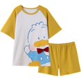 thumbnail image 5 of Conjunto de pijama de verano de manga corta para mujer, pantalones cortos, ropa de hogar con dibujos animados, holgada, bonita, informal, sencilla y con contraste de color, 5 of 5