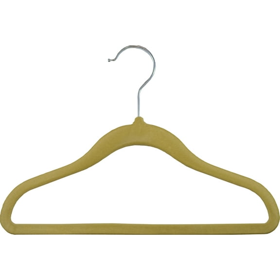 International Hanger Tan Kid's Velvet Non Slip Suit Hanger for Tops and Bottoms, 50 Pack