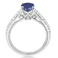 thumbnail image 3 of Gem Stone King 925 Sterling Silver Blue Lapis and White Created Sapphire Engagement Ring for Women (1.27 Cttw, Cushion 6MM, Gemstone Birthstone, Available in Size 5, 6, 7, 8, 9), 3 of 5