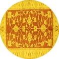 thumbnail image 1 of Ahgly Company Indoor Round Oriental Yellow Traditional Area Rugs, 6' Round, 1 of 4