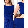 thumbnail image 5 of DARING DIVA Formal Sheath Ruched Boat Neck Cap Sleeve Elegant Dress S Royal Blue, 5 of 6