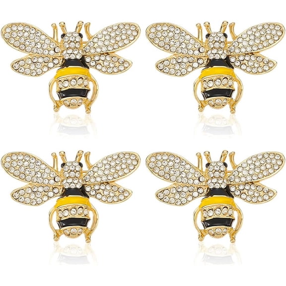 6Pcs Rhinestone Bee Brooch Pin 2 Color Honeybee Lapel Pin 25x38mm Alloy Rhinestone Glitter Dress Clothing Accessory for Suit Sweater Cloth Backpack Badge Hat Women Jewelry Gift Colorful