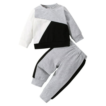 

Baby Boy 5 Piece Set Boys Long Sleeve Color Matching Pullover Sweatshirt Tops Pants Outfits