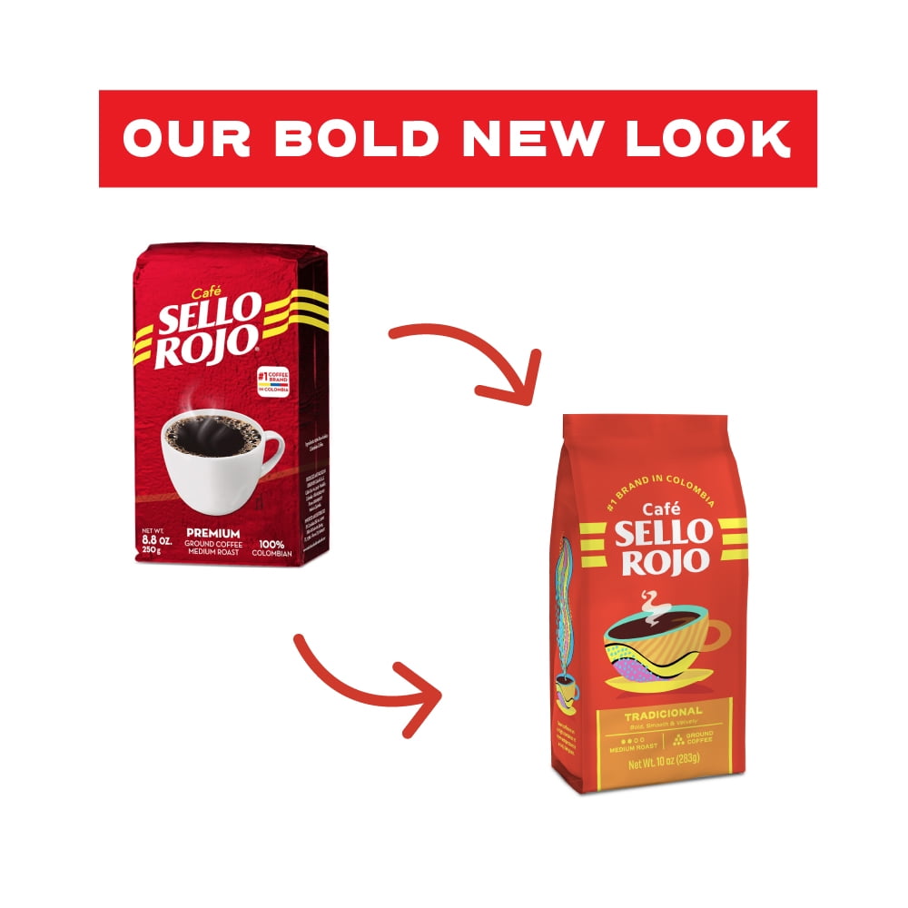 (6 pack) Cafe Sello Rojo Tradicional Coffee |Medium Roast Ground Coffee Bag | 10 Ounce