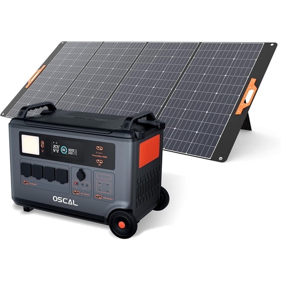 OSCAL Portable Power Station 6000W with 400W Solar Panel, 3600Wh LiFeP04 Solar Generator for Home Use, Outdoor Camping, PowerMax 6000